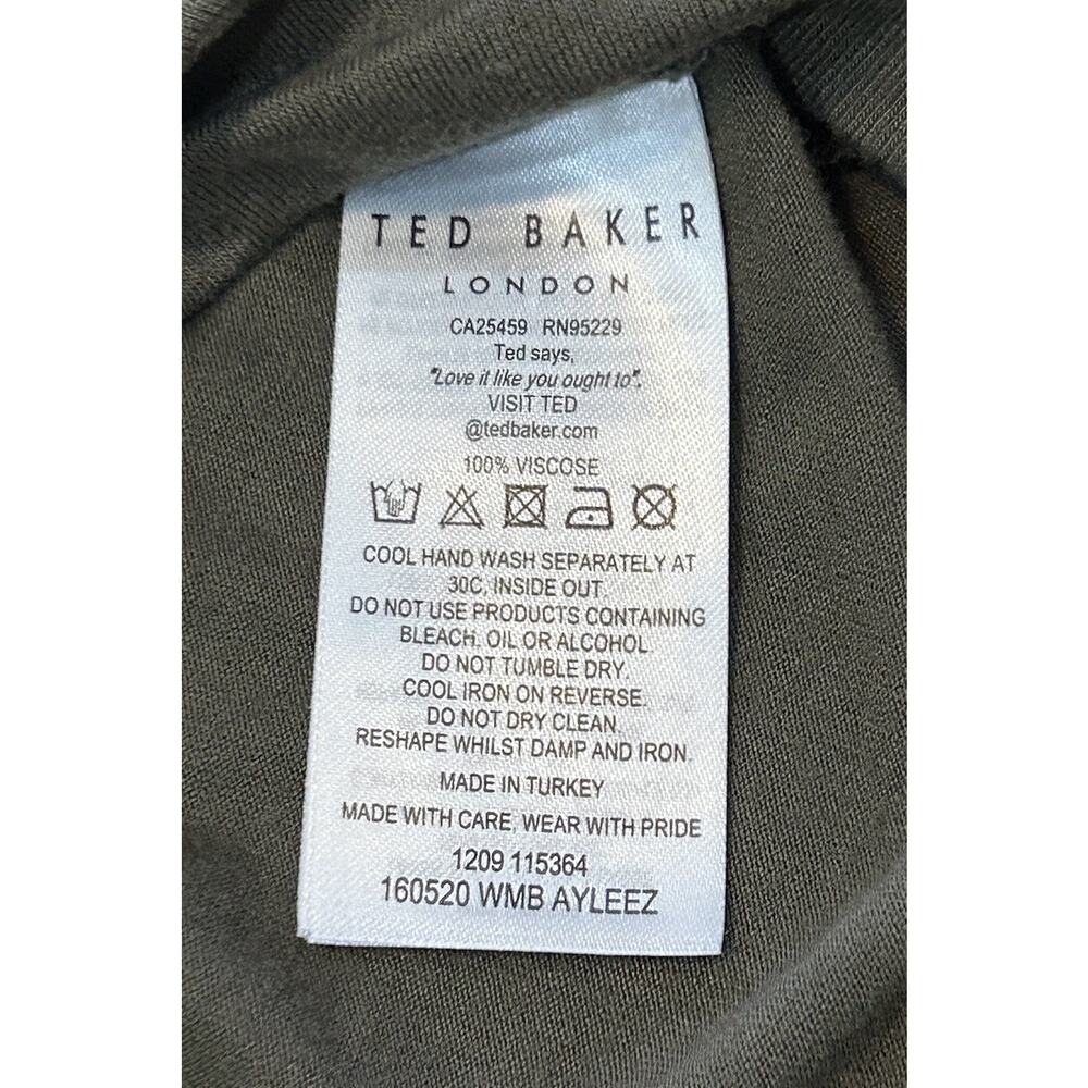 Ted Baker Women’s Size 1 Olive Green Butterfly Beaded Sleeves Top - Picture 7 of 8